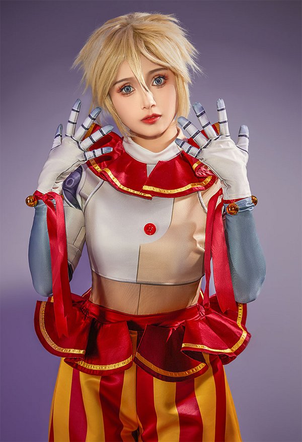 Five Nights at Freddy's Sundrop Cosplay Costume Top and Pants with Shoe Covers and Gloves