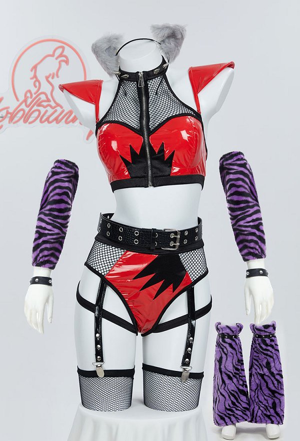 Disfraz de Cosplay Conjunto Divertido y Sexy Derivado de la Loba Rocksand con Corsé y Braga Triangular con Diadema y Cinturón Disfraz de Cosplay Conjunto Divertido y Sexy Derivado de la Loba Rocksand con Corsé y Braga Triangular con Diadema y Cinturón
