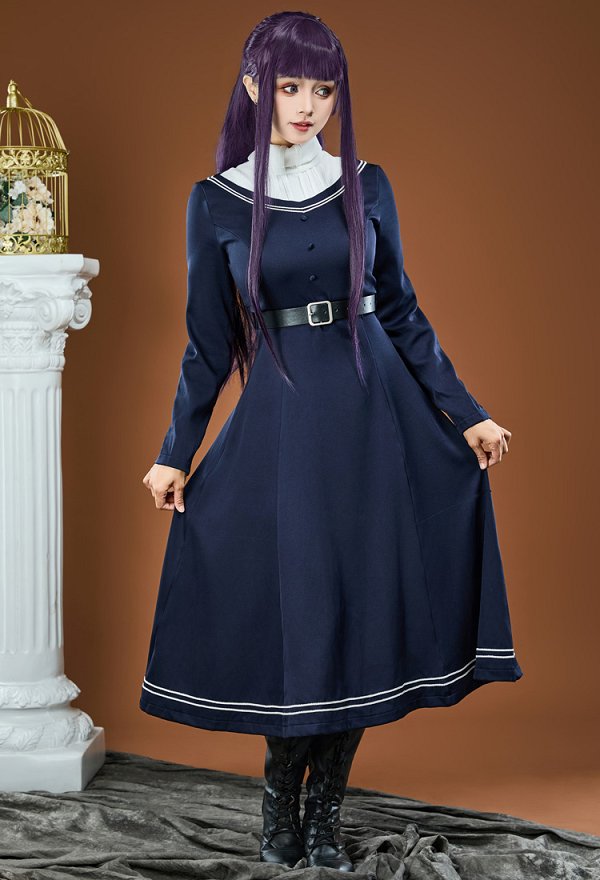 Friren Fern Disfraz de Cosplay Vestido y Abrigo con Bufanda y Cinturón Friren Fern Disfraz de Cosplay Vestido y Abrigo con Bufanda y Cinturón