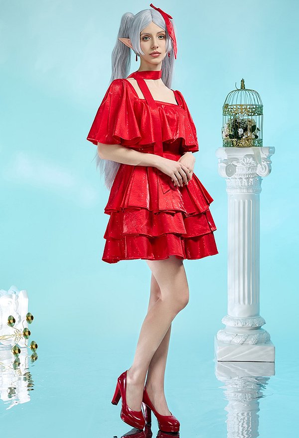 Friren : Beyond Journey's End Robe Cosplay Friren avec oreilles et boucles d'oreilles