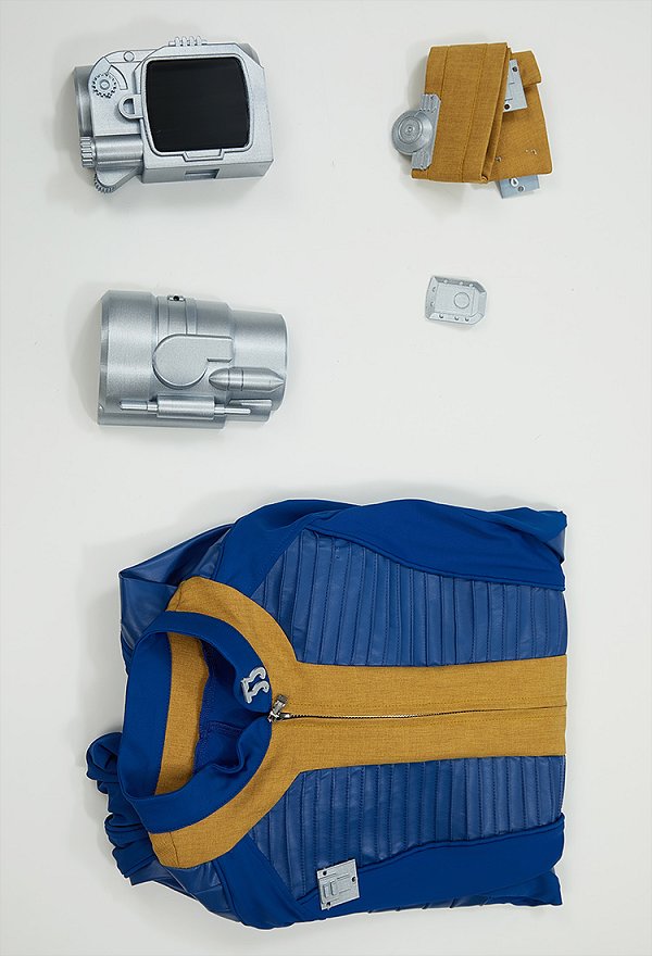 Disfraz de Lucy de Fallout para cosplay mono azul de la bóveda 33 y cinturón con broche