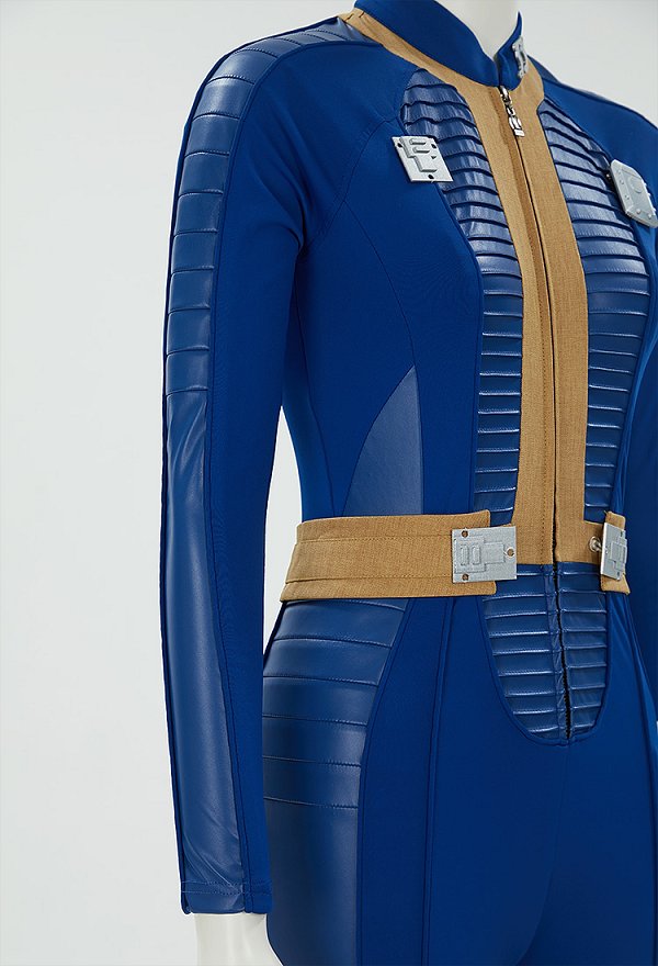 Disfraz de Lucy de Fallout para cosplay mono azul de la bóveda 33 y cinturón con broche