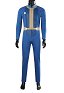 Fallout Cosplay Costume Vault 33 Suit Men's Blue One-Piece Zipper Tight Jumpsuit and Decoration