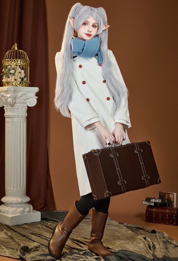 Friren at the Funeral Friren Disfraz de Cosplay Chaqueta con Bufanda y Pantimedias