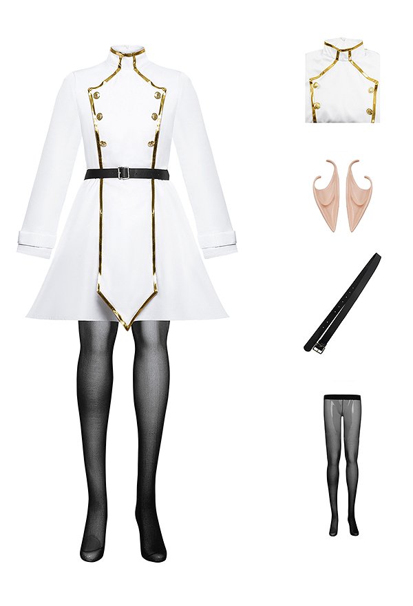 Friren Vestido de Cosplay con Cinturón de Pantimedias y Orejas