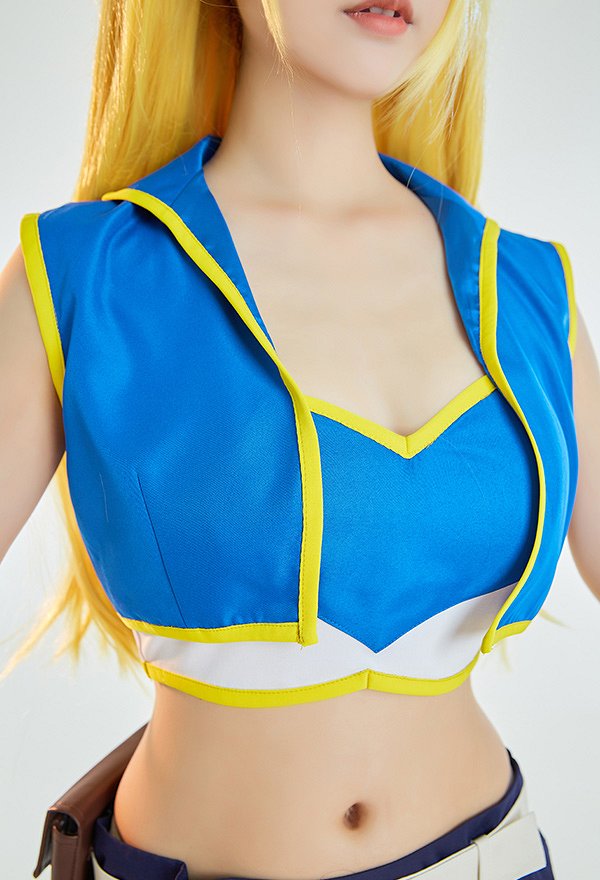 Fairy Tail Final Season Lucy Heartfilia Cosplay Conjunto de Top y Falda con Abrigo