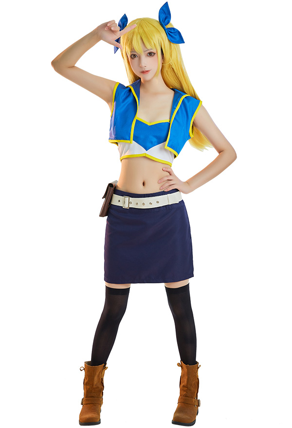 Cosplay Fairy Tail Final Season Top Rcok Socken Gürteltasche Zubehör Set Cosplay Kostüm