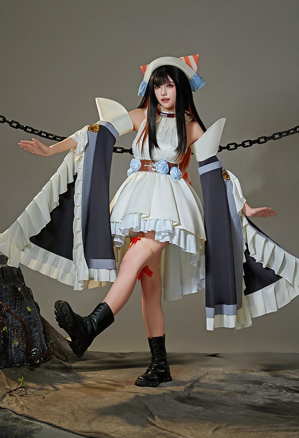 GACHIAKUTA Amo Empool Cleaner Outfit Skin Cosplay Costume Dress with Sleeves and Belt