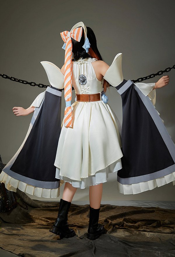 GACHIAKUTA Amo Empool Cleaner Outfit Skin Cosplay Costume Dress with Sleeves and Belt