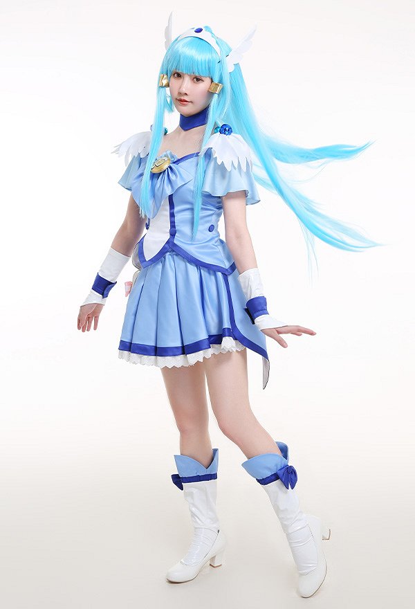 Smile Pretty Cure! Glitter Force Reika Cure Beauty Glitter Breeze Blue Magenta Bow Top and Skirt Battlesuit Cosplay Costume Outfits with Waist Bag and Accessories Smile Pretty Cure! Glitter Force Reika Cure Beauty Glitter Breeze Blue Magenta Bow Top and Skirt Battlesuit Cosplay Costume Outfits with Waist Bag and Accessories