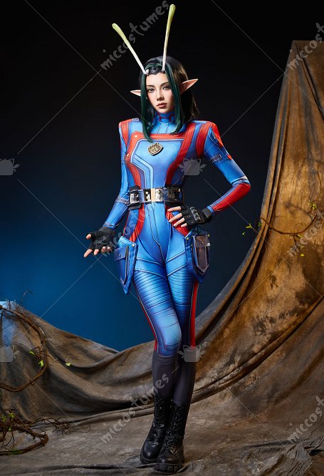 Guardianes de la Galaxia Mantis Cosplay traje Mono con cinturón y guantes