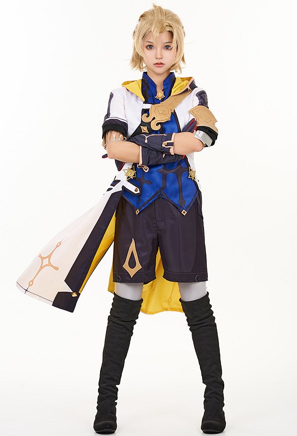 Genshin Impact Geo Albedo Uniform Set Cosplay Costume Outfits with Jacket and Accessories