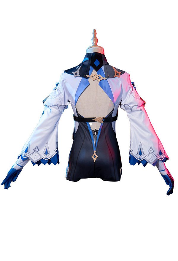 Genshin Impact Eula Lawrence Printed Pattern Seal Gem Decorated Uniform Set Cosplay Costume Outfit with Hair Accessories Gloves Tie Stockings Accessories