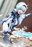 Genshin Impact Eula Lawrence Printed Pattern Seal Gem Decorated Uniform Set Cosplay Costume Outfit with Hair Accessories Gloves Tie Stockings Accessories