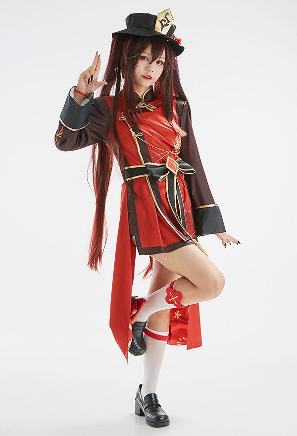 Genshin Impact Hu Tao Cosplay Costume with Complete Accessories Genshin Impact Hu Tao Cosplay Costume with Complete Accessories