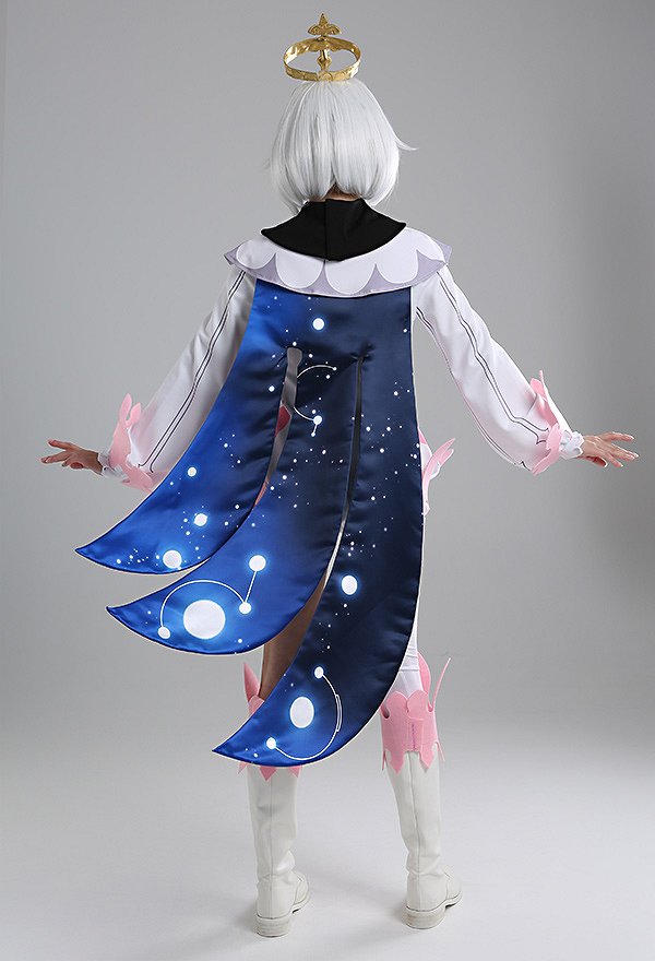 Genshin Impact Paimon Bodysuit and Shawl Cosplay Costume with Crown and Gloves