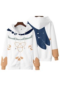 Genshin Impact Paimon Derivative Zip Up Sweatershirt with Paimon Elements for Everyday Wear