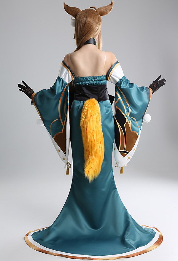 Genshin Impact Gorou Miss Hina Vestido de Cosplay con Guantes