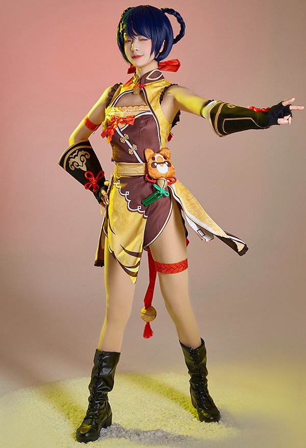 Genshin Impact Xiangling Cosplay Costume with Complete Accessories Genshin Impact Xiangling Cosplay Costume with Complete Accessories