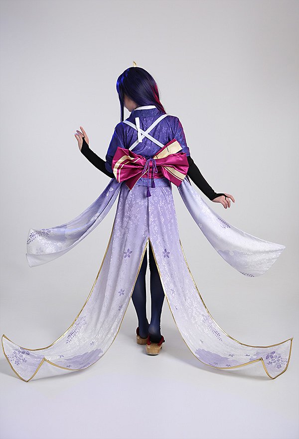 Genshin Impact Raiden Shogun Ei Kimono Uniform Cosplay Costume with Waist Corset Pantyhose Genshin Impact Raiden Shogun Ei Kimono Uniform Cosplay Costume with Waist Corset Pantyhose