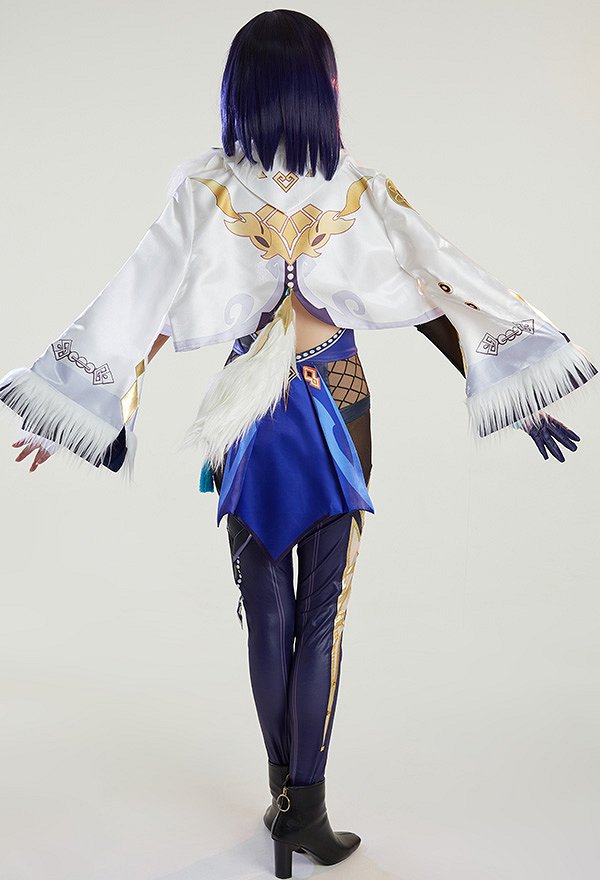 Genshin Impact Yelan Cosplay Costume Halter Bodysuit with Cloak Set with Complete Accessories Genshin Impact Yelan Cosplay Costume Halter Bodysuit with Cloak Set with Complete Accessories