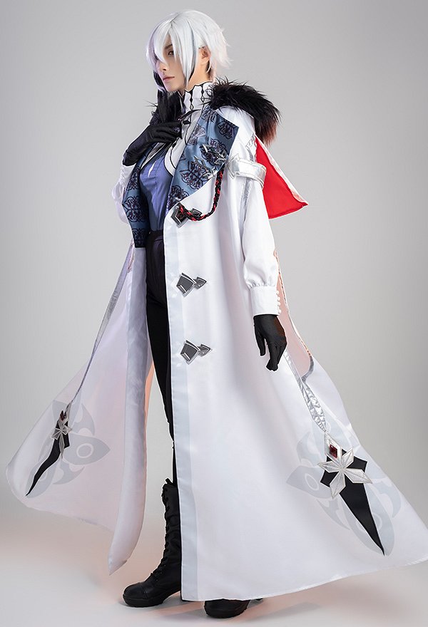 Genshin Impact Arlecchino Cosplay Kostüm Hemd und Hose mit Handschuhen