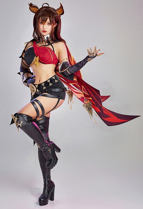 Genshin Impact Costume de Cosplay Dehya Ensemble Haut Court et Pantalon