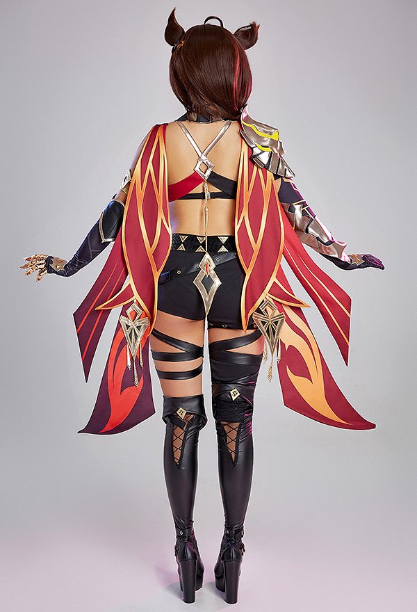 Genshin Impact Costume de Cosplay Dehya Ensemble Haut Court et Pantalon