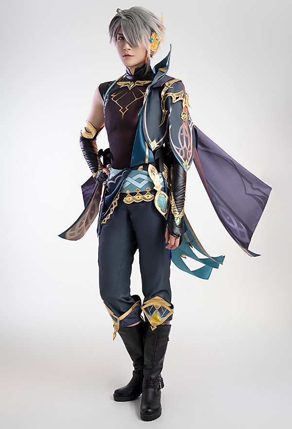 Genshin Impact Alhaitham Cosplay Costume Vest and Pants with Gloves Set
