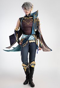 Genshin Impact Alhaitham Cosplay Costume Vest and Pants with Gloves Set