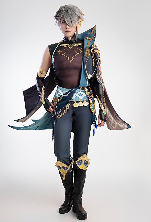 Genshin Impact Alhaitham Cosplay Costume Vest and Pants with Gloves Set