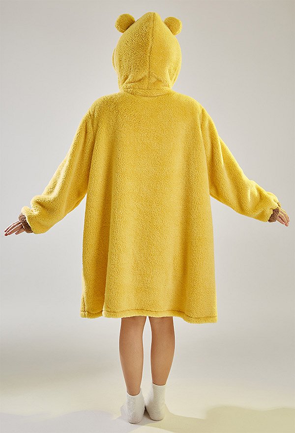 Guoba Derivative Fleece Hooded Robes Loungewear Kawaii Bear Cozy Winter Dress