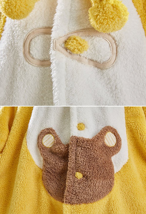 Guoba Derivative Fleece Hooded Robes Loungewear Kawaii Bear Cozy Winter Dress