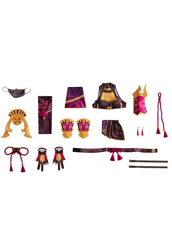 Genshin Impact Kuki Shinobu Cosplay Costume Crop Top Set