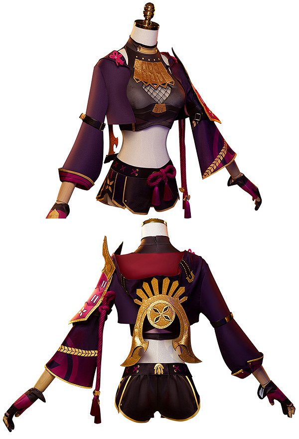 Genshin Impact Kuki Shinobu Cosplay Costume Crop Top Set