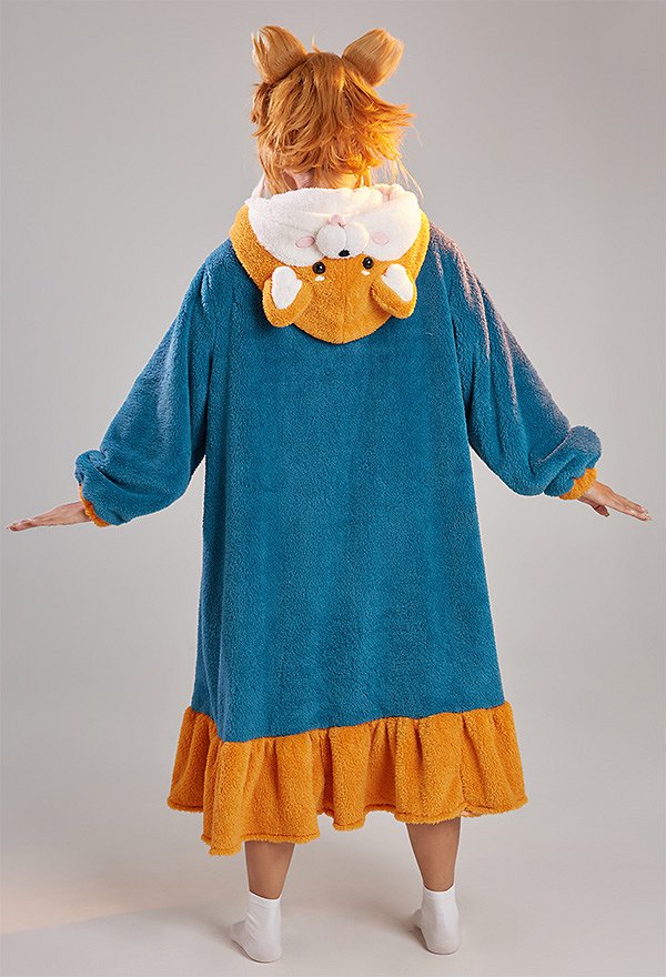 Gorou Derivative Fleece Hooded Robes Loungewear Kawaii Dog Cozy Winter Dress