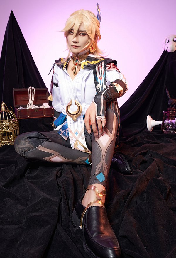 Genshin Impact Kaveh Cosplay Costume Top and Pants Set with Gloves and Accessories