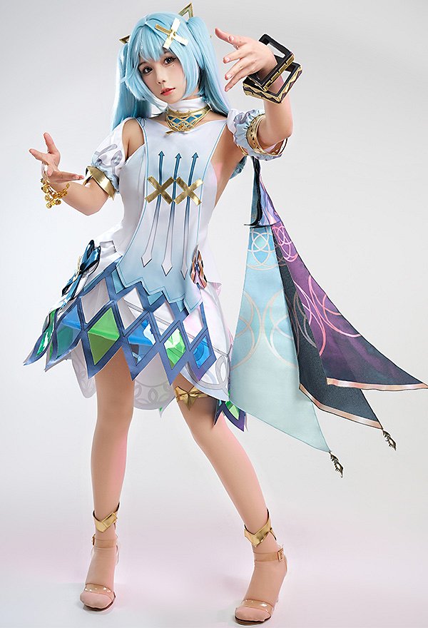 Genshin Impact Faruzan Cosplay Costume Top and Skirt Set with Cape