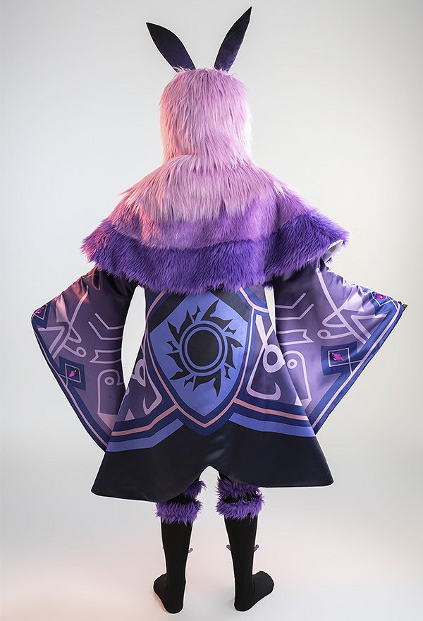 Genshin Impact Electro Abyss Mage Cosplay Costume Robe and Plush Hood with Mask and Socks