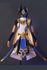 Genshin Impact Costume de Cosplay Cyno T-shirt et Pantalon avec Jupe et Manches