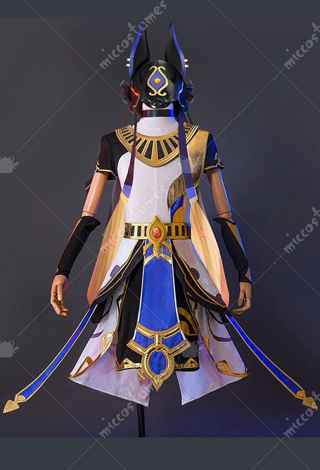 Genshin Impact Costume de Cosplay Cyno T-shirt et Pantalon avec Jupe et Manches