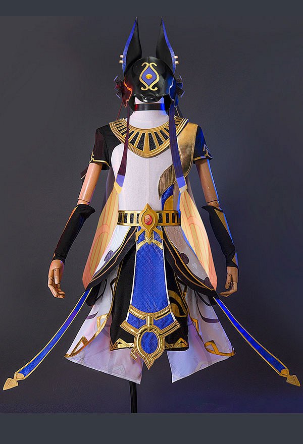 Genshin Impact Cyno Cosplay Costume Top and Pants with Skirt and Sleeves
