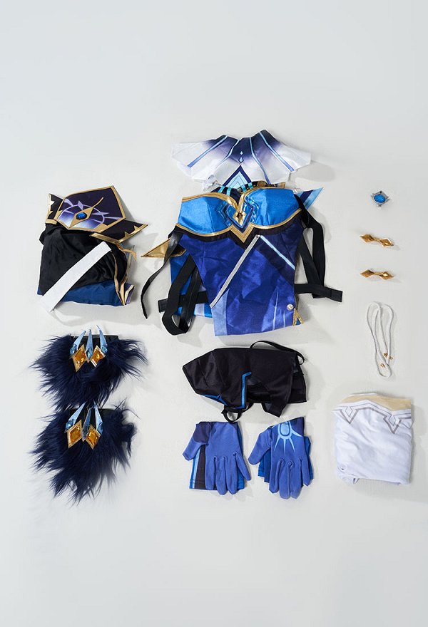 Genshin Impact Fatui Mirror Maiden Cosplay Costume Dress and Stockings with Gloves and Hats