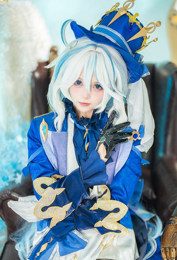 Genshin Impact Furina Disfraz de Cosplay Camisa Shorts con Chaqueta y Gorro