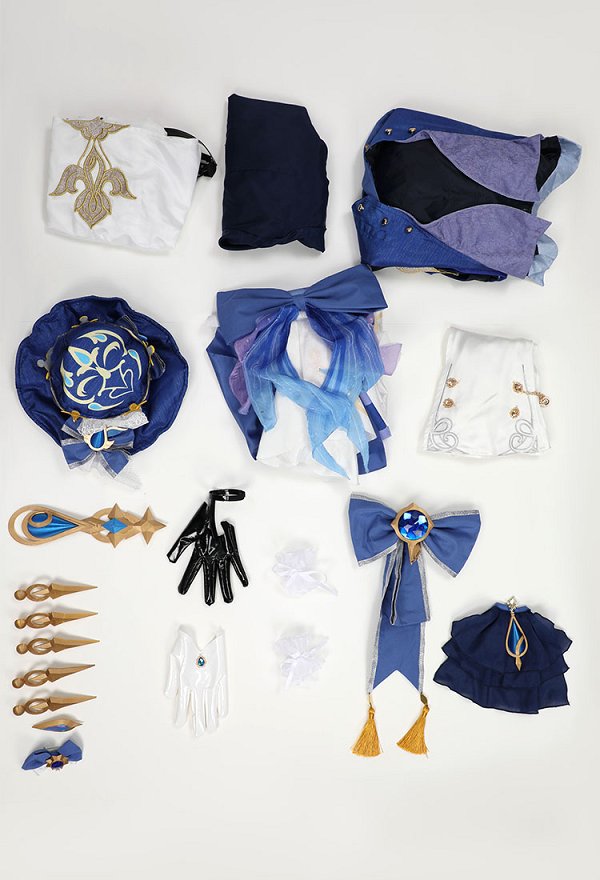 Genshin Impact Furina Disfraz de Cosplay Camisa Shorts con Chaqueta y Gorro