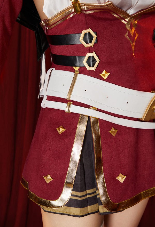 Genshin Impact Charlotte Cosplay Costume Top Coat Shorts Set Genshin Impact Charlotte Cosplay Costume Top Coat Shorts Set