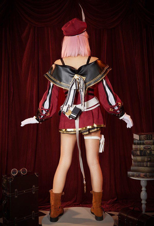 Genshin Impact Charlotte Cosplay Costume Top Coat Shorts Set Genshin Impact Charlotte Cosplay Costume Top Coat Shorts Set