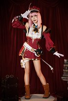 Genshin Impact Costume de Cosplay Charlotte Top Coat Ensemble Short et Haut
