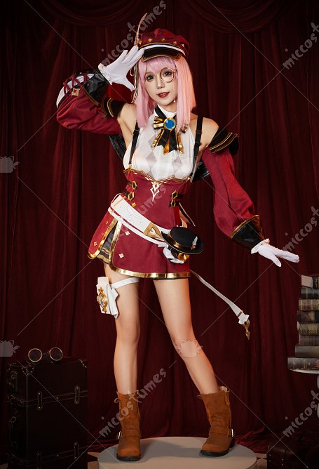 Genshin Impact Charlotte Cosplay Hut Beinen Tasche Handschuhe Taillen Zubehör Cosplay Kostüm