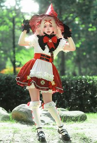 Genshin Impact Klee Cosplay Costume Shirt and Skirt with Pumpkin Pants and Gloves